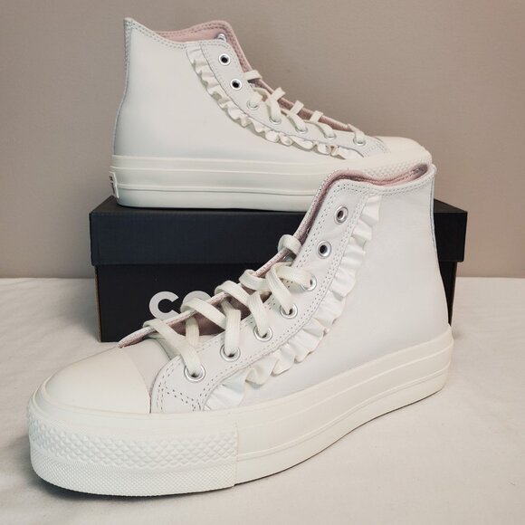 Converse CTAS LIFT HI Ruffle Platform High Top White Leather Womens A13388C New - Picture 8 of 12